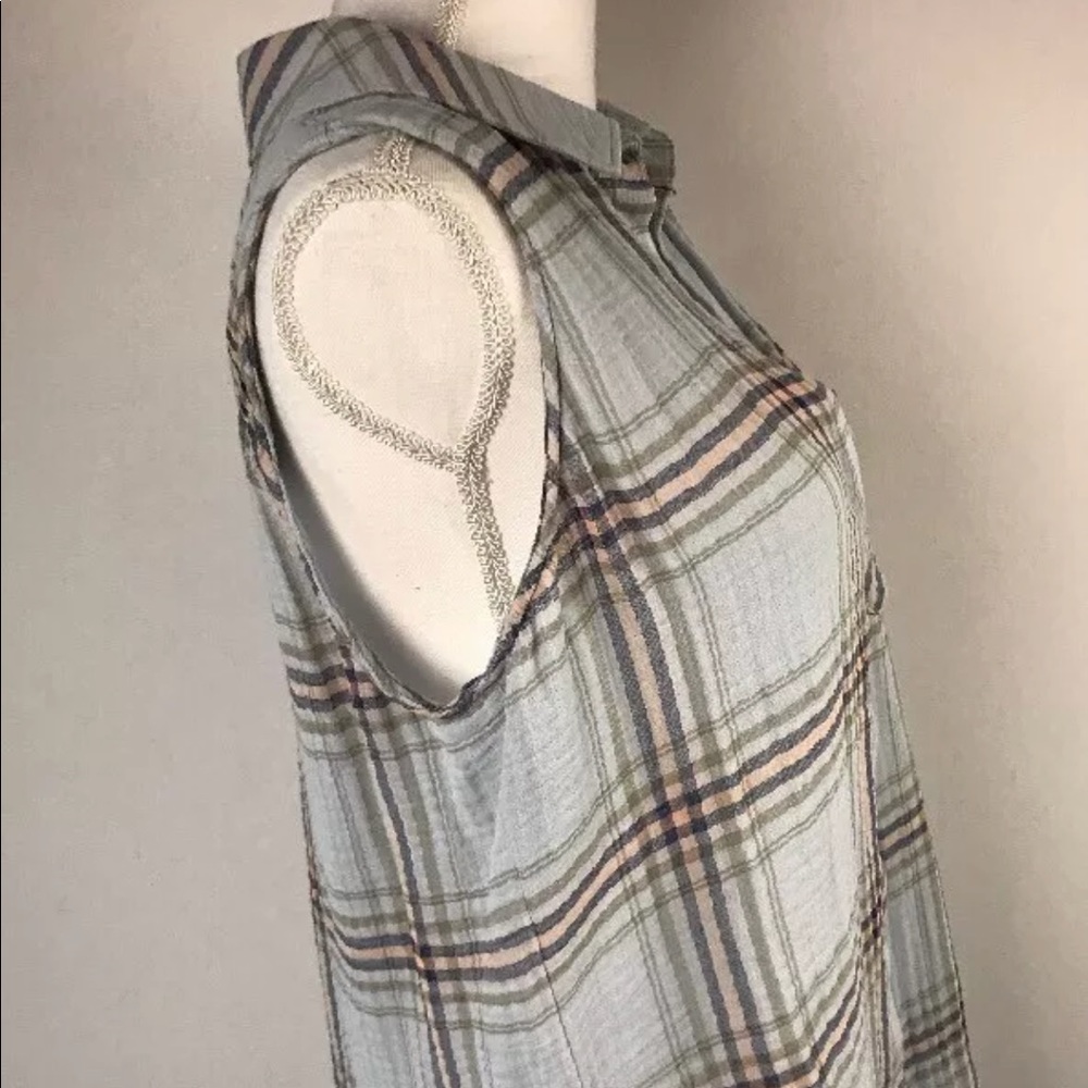 Cloth&Stone plaid cotton sleeveless button up NWOT - Picture 4 of 7